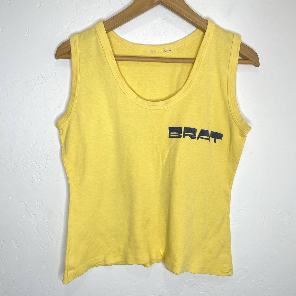 Vintage Brat Tank Top Womens Large Yellow Shirt